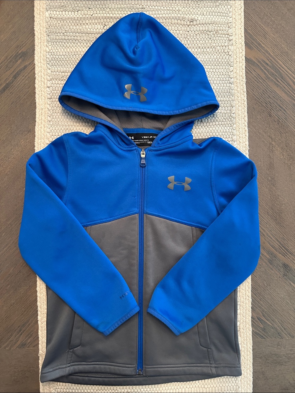 Under Armour Blue and Gray Kids Full-Zip Hooded Jacket